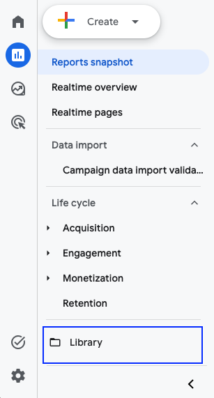 Library icon at the bottom of the Reports navigation