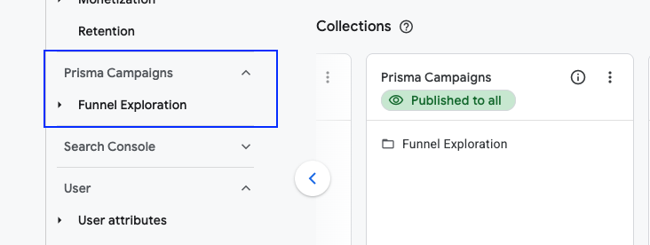 The published funnel exploration report available in the Reports navigation