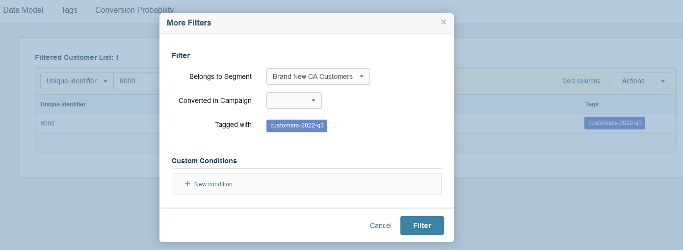 More Filters modal