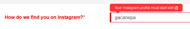Validation error message shown when a field value does not pass the validation rule