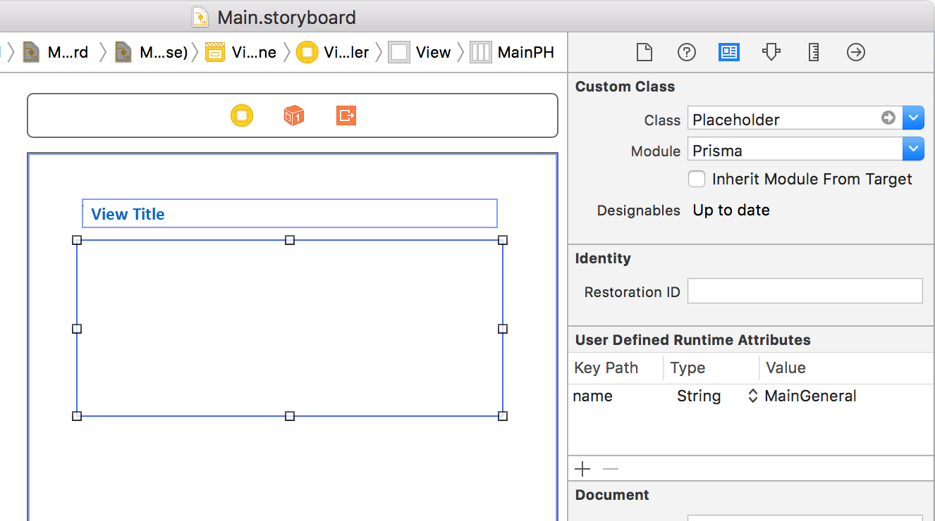 Linking the stack view to the Placeholder class