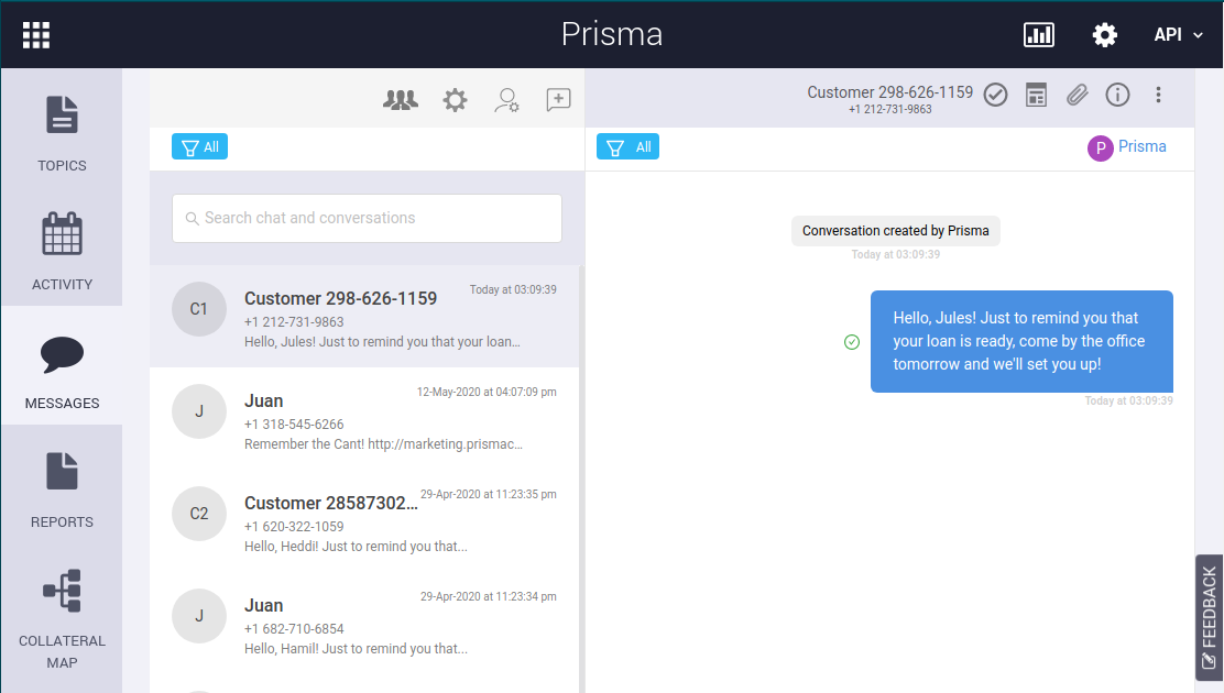 SMS broker console