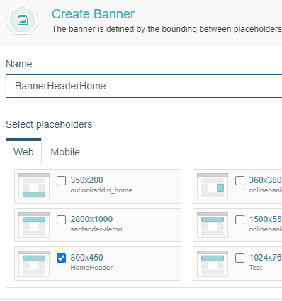 Selecting a placeholder in a new banner