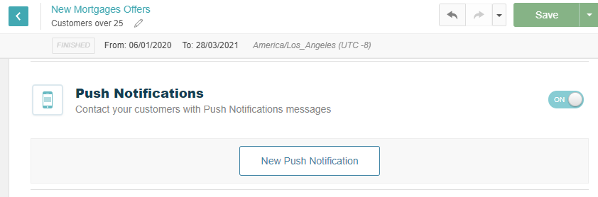 Enabling push notifications in a campaign