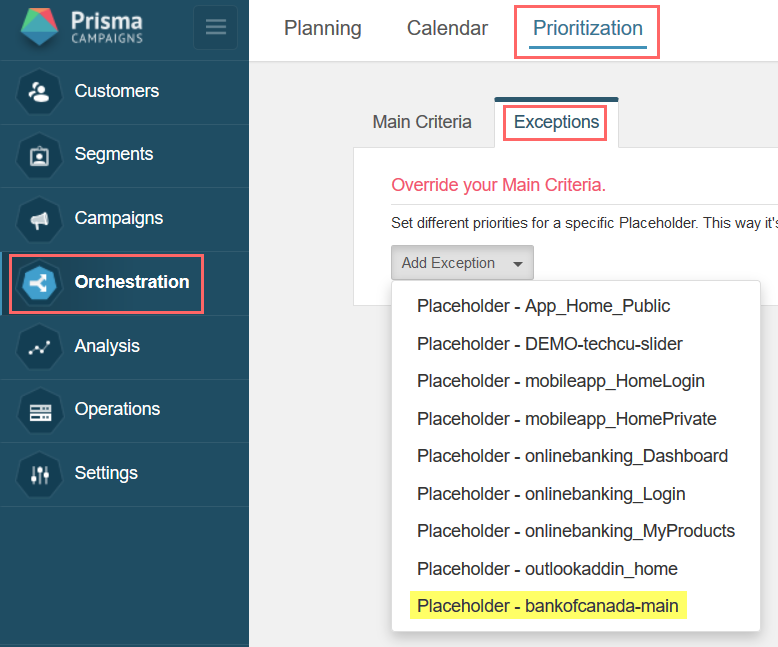 Prioritize campaigns in a placeholder