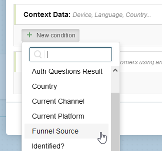 Choosing funnel source from the context data