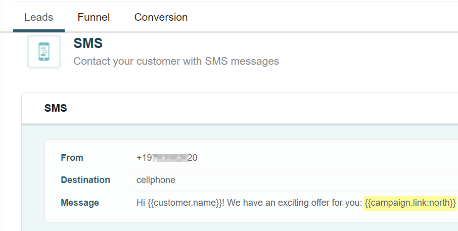 Adding the funnel source to an SMS message or push notification