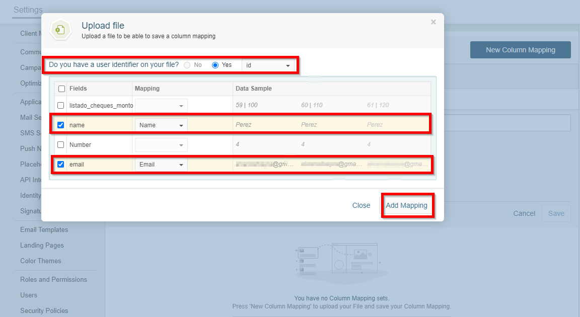 Create New Column Mapping