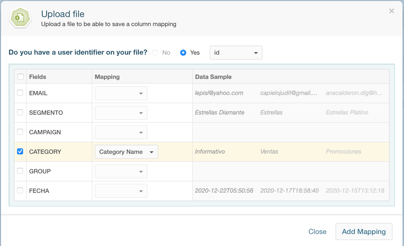 Import unsubscribe mapping