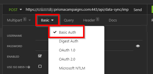 Select Basic Auth