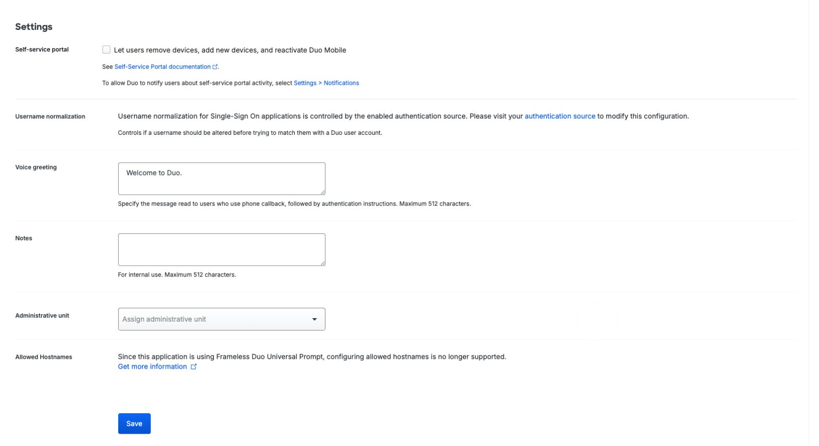 Save the Duo application configuration