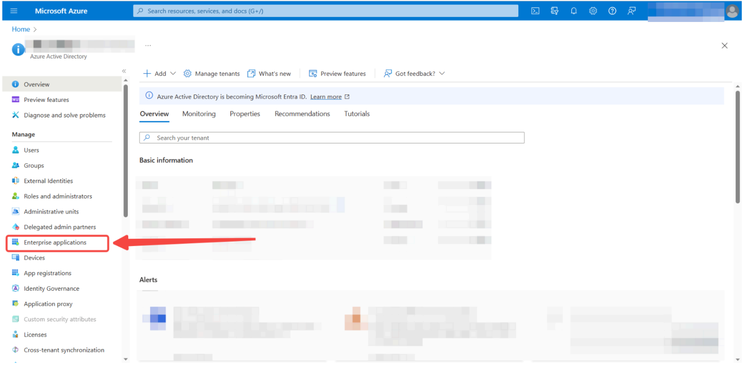 Opción de menú Enterprise applications