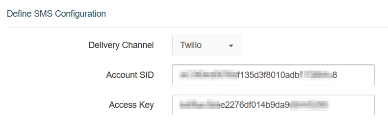 Entering Twilio account SID and authorization token in Prisma Campaigns