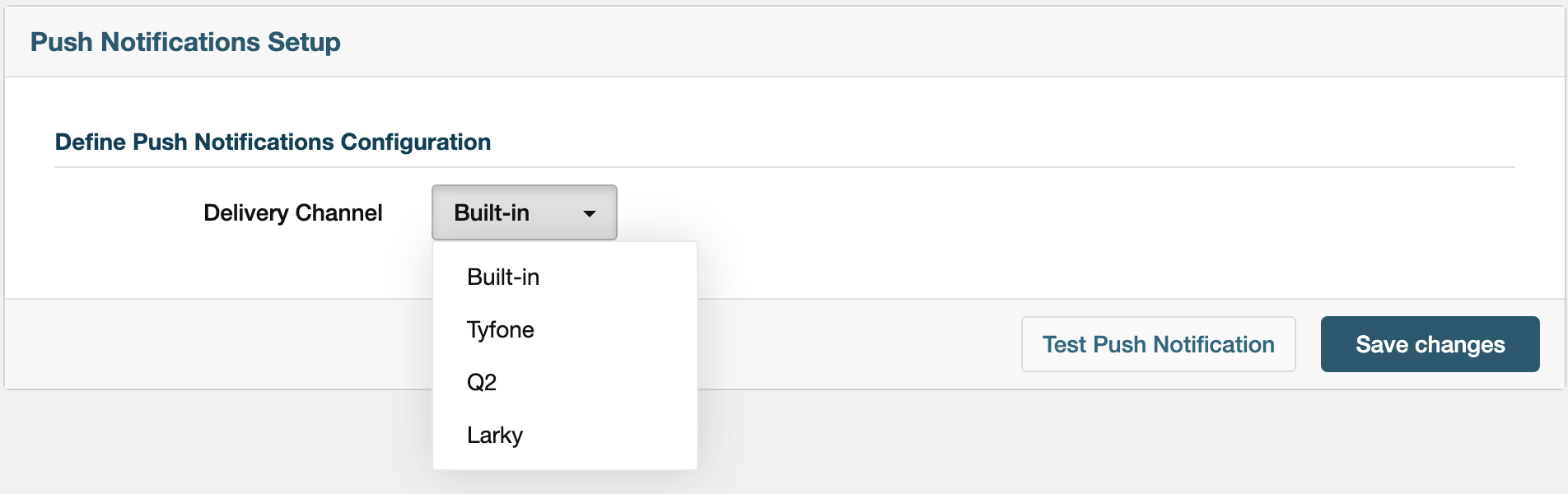 Choosing Tyfone from the Delivery Channel dropdown