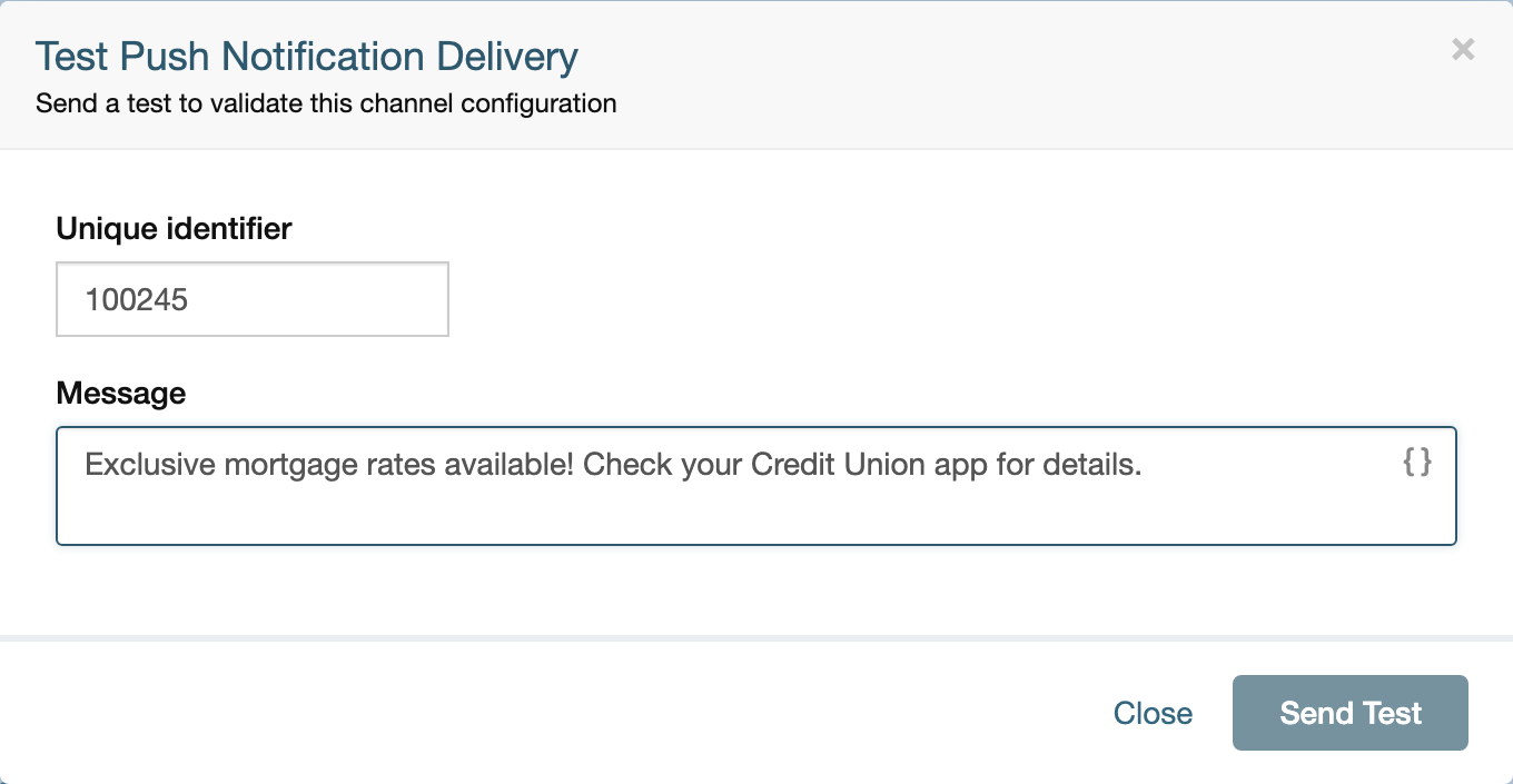 Sending a test push notification through Tyfone