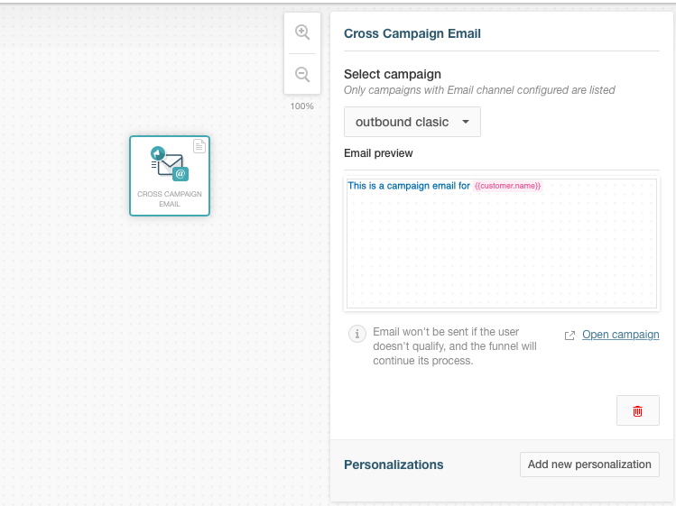 Selecting the cross campaign step