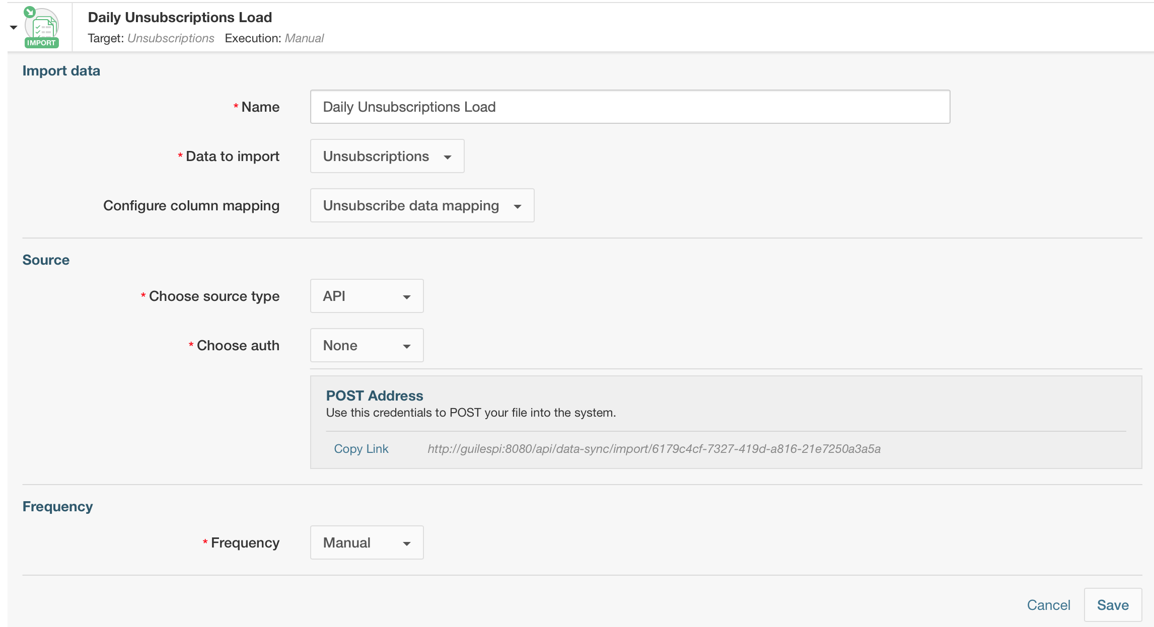 Import unsuscribe mapping