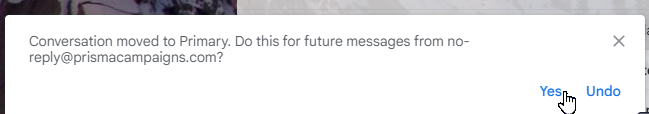 Moving selected messages to the primary tab automatically