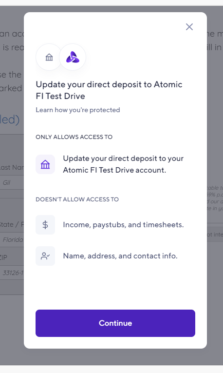 Atomic Financial action in the funnel preview