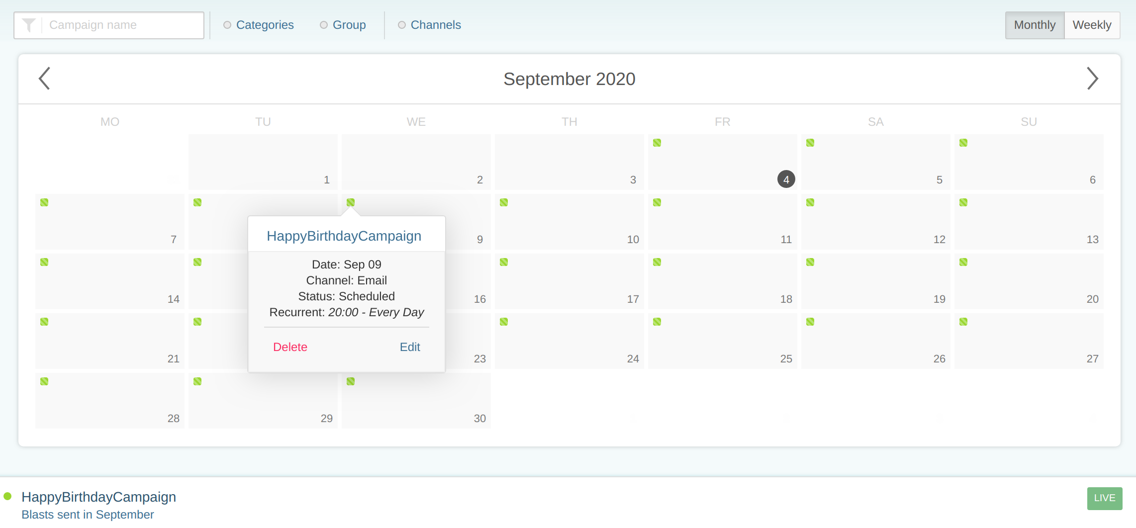 Orchestration calendar