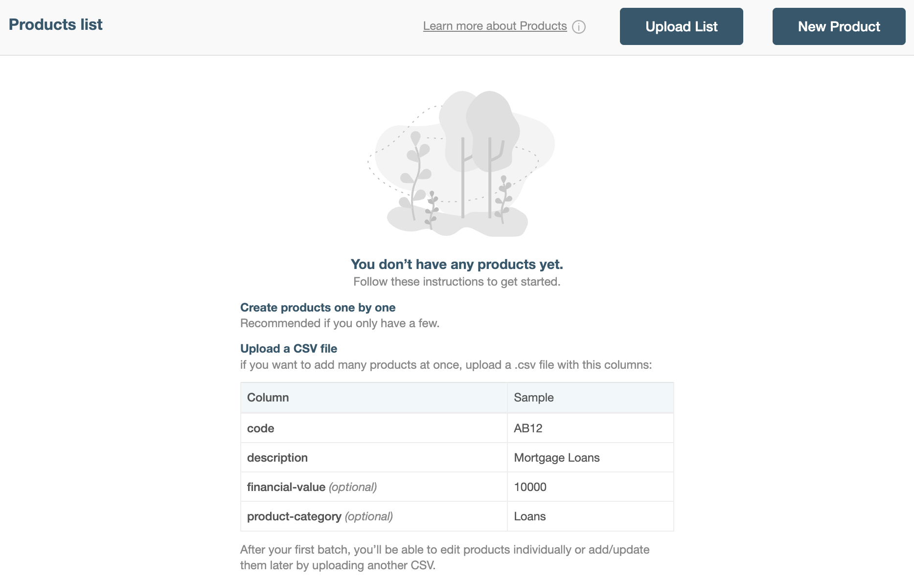 Defining a Product List
