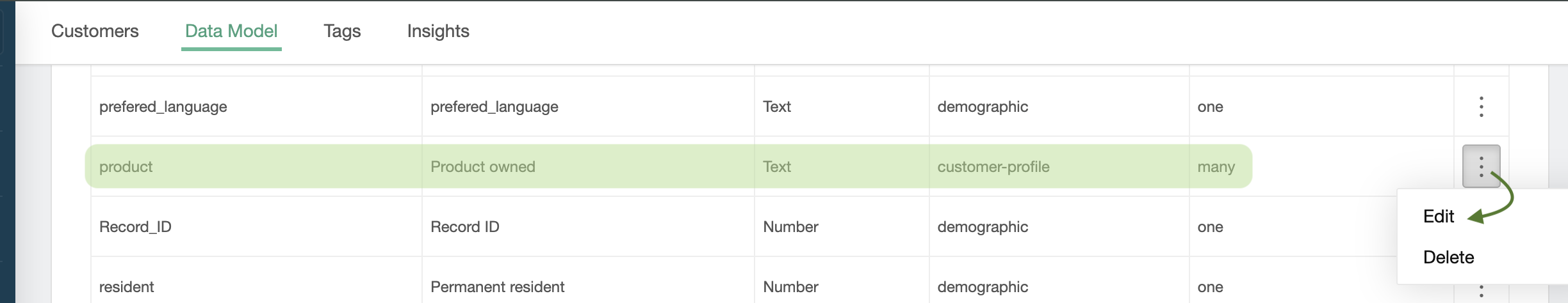 Editing a Field that Contains Information about Products