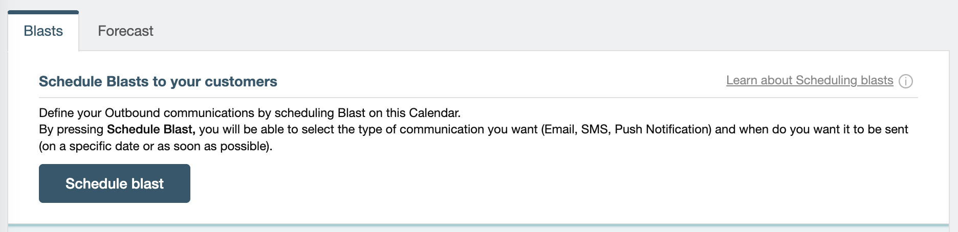 Schedule a new split blast