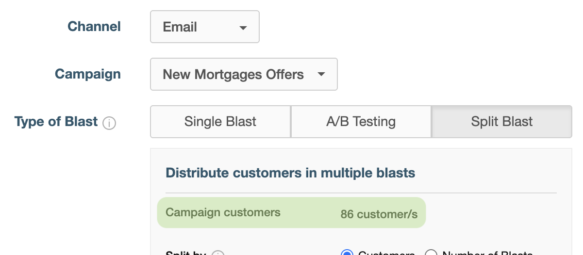 Split blast configuration example